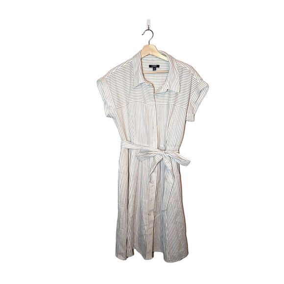 Chaps Beige and White Seersucker Dress - Picture 1 of 5